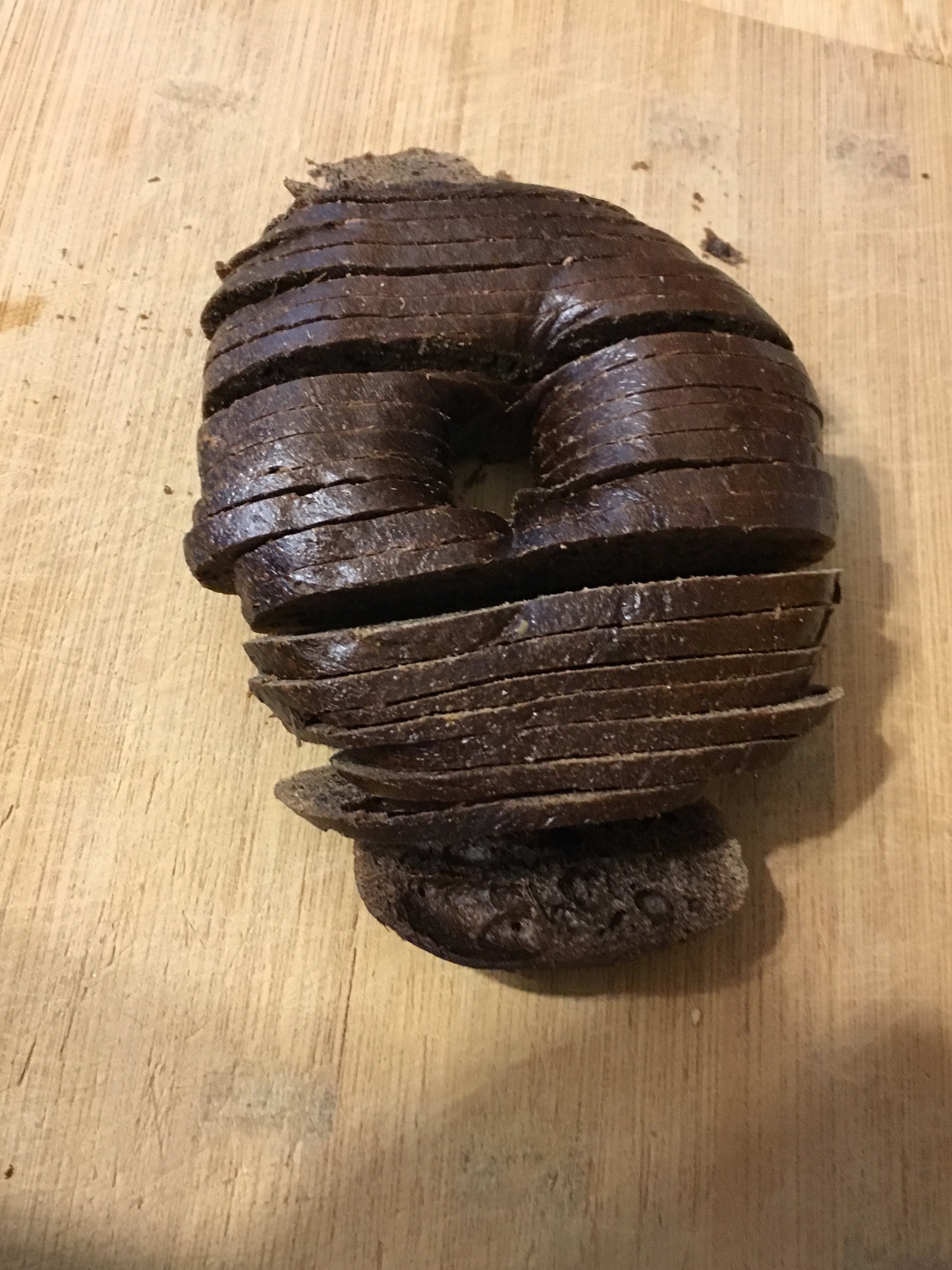 Sliced Pumpernickel Bagel for Bagel Chip Recipe