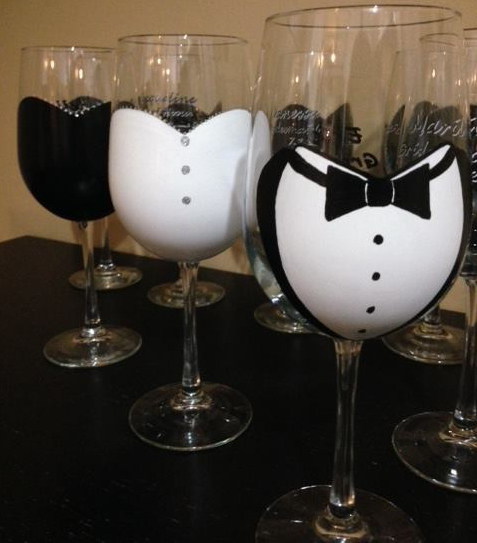 Custom Wedding Party Wine Glasses
