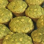 Homemade pea and oatmeal muffins on a plate with soft texture and wholesome ingredients