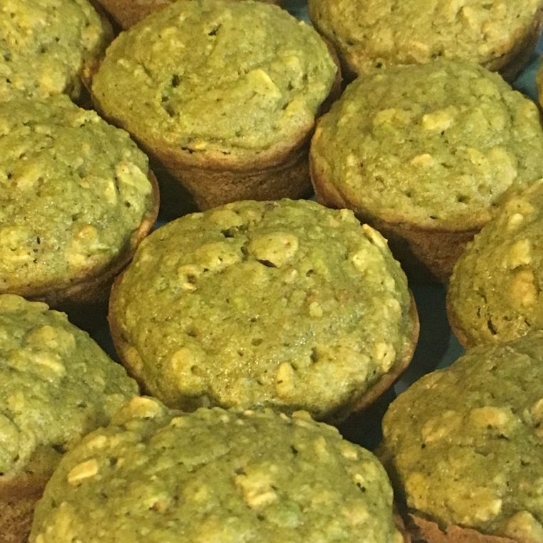 Homemade pea and oatmeal muffins on a plate with soft texture and wholesome ingredients