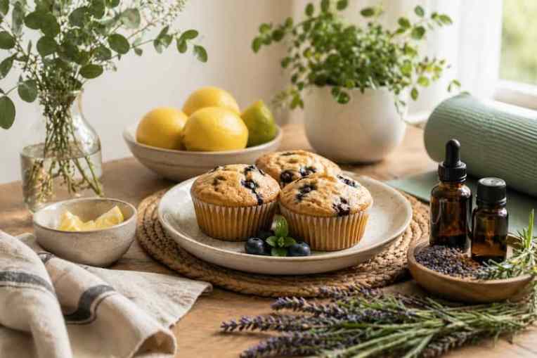 Healthy lifestyle blog with blueberry muffins, natural recipes, essential oils and homeopathy